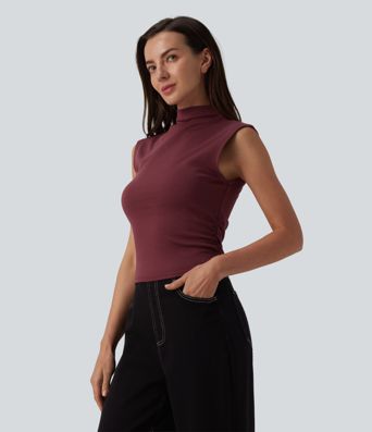 Débardeur de travail en coton à col montant