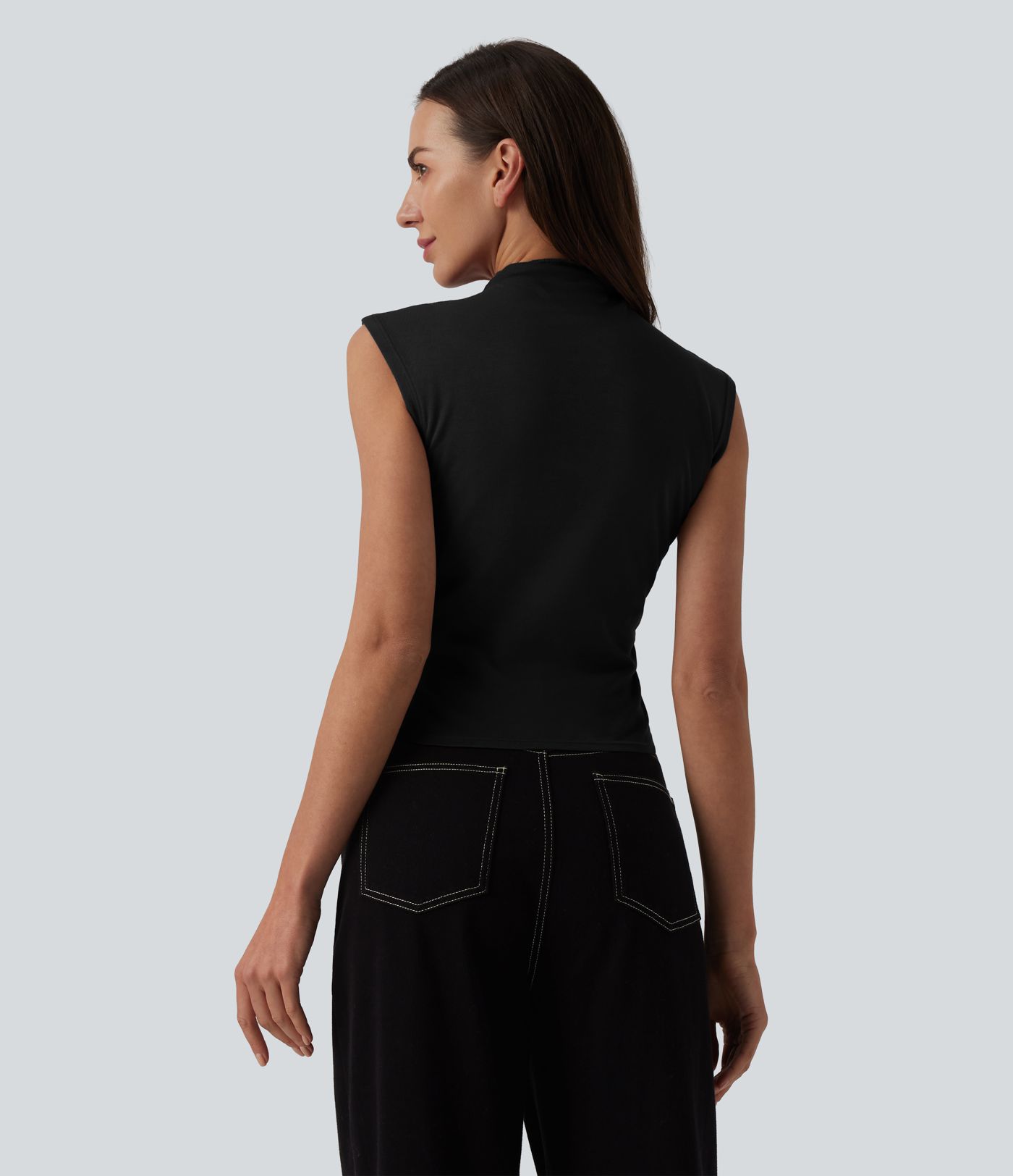 Mock Neck Work Pima Cotton Tank Top