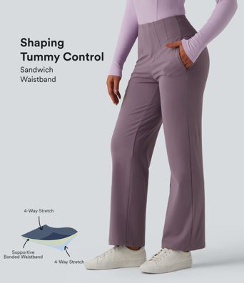 Halara Flex™ DayStretch High Waisted Tummy Control Straight Leg Work Pants with Pockets