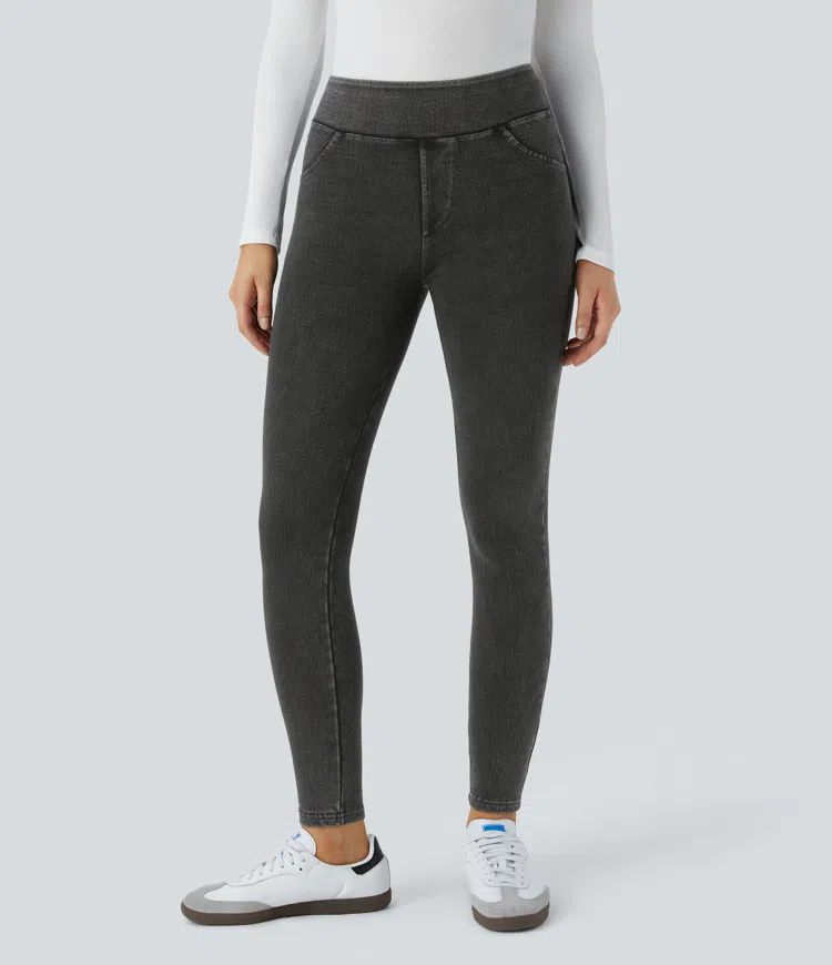 Gloomy Black Denim Halara Flex™ Heat High Waisted Pocket Casual Jegging / 2