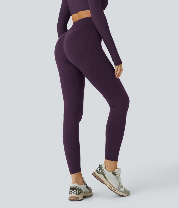 OneForm Seamless Flow Mid Rise Tummy Control Butt Lifting Yoga Leggings