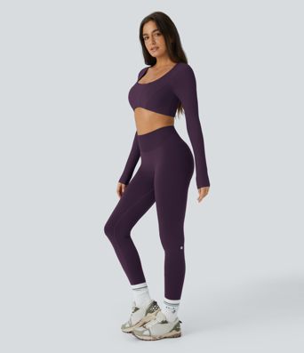OneForm Seamless Flow Mid Rise Tummy Control Butt Lifting Yoga Leggings