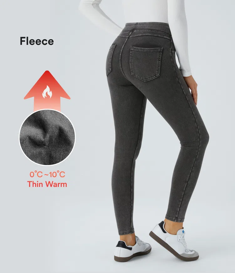 Gloomy Black Denim Halara Flex™ Heat High Waisted Pocket Casual Jegging / 1