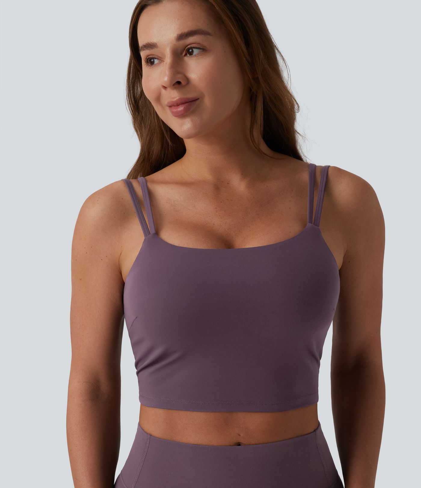 Halara UltraSculpt™ Double Straps Twisted Backless Cropped Built-in Bra Yoga Tank Top D-F Cups