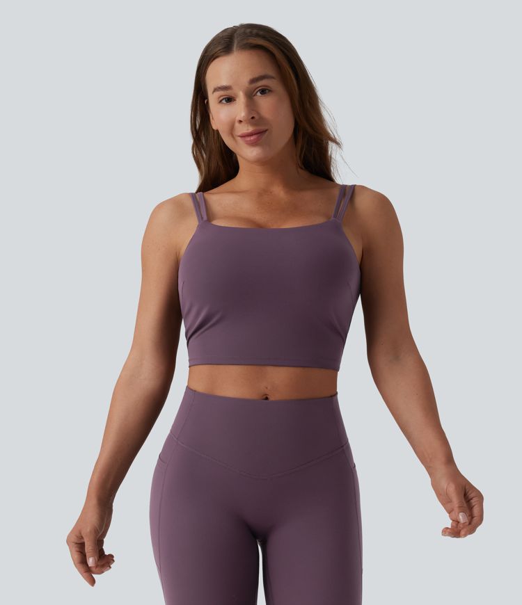 Halara UltraSculpt™ Double Straps Twisted Backless Cropped Built-in Bra Yoga Tank Top D-F Cups