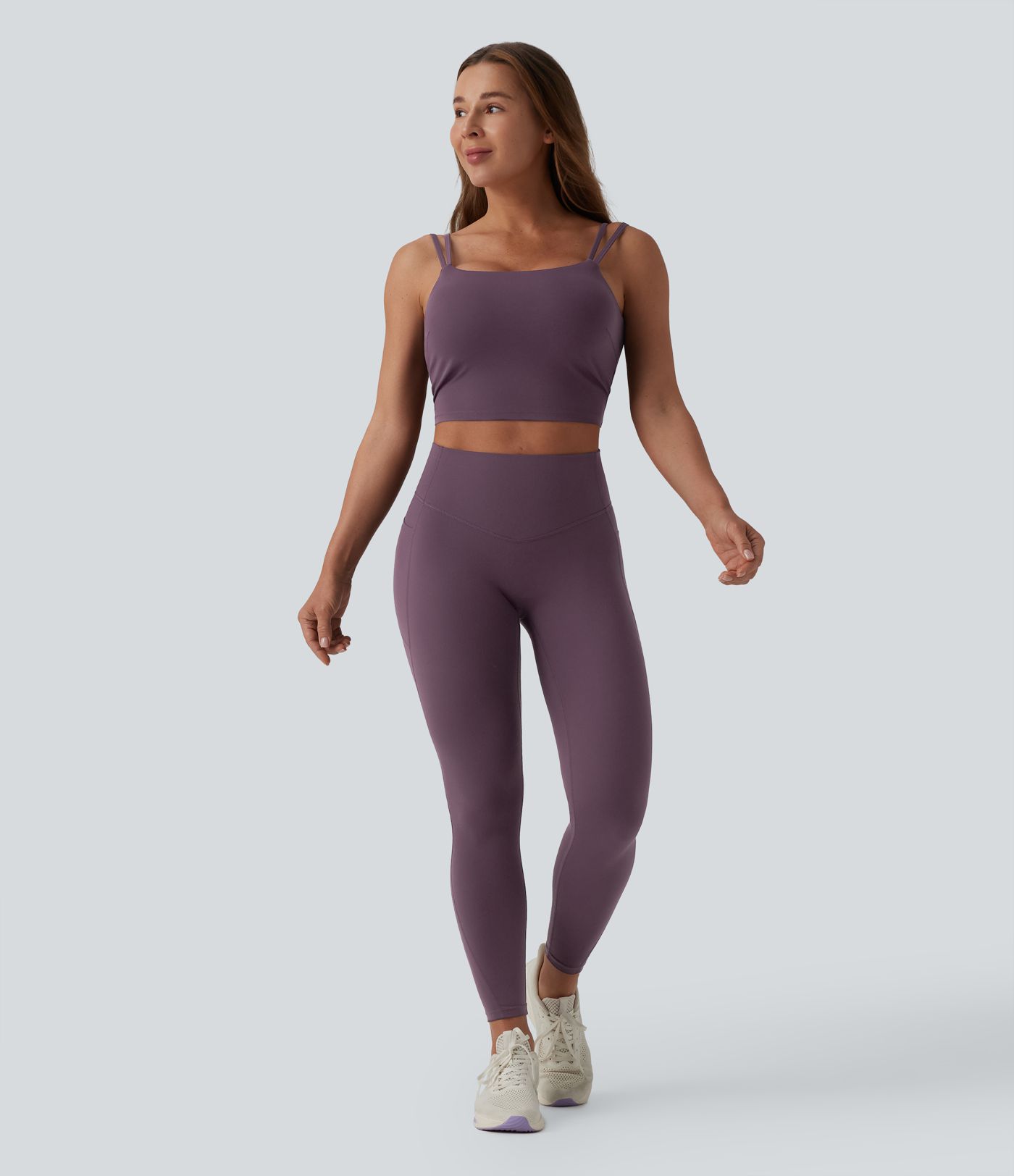 Halara UltraSculpt™ Double Straps Twisted Backless Cropped Built-in Bra Yoga Tank Top D-F Cups