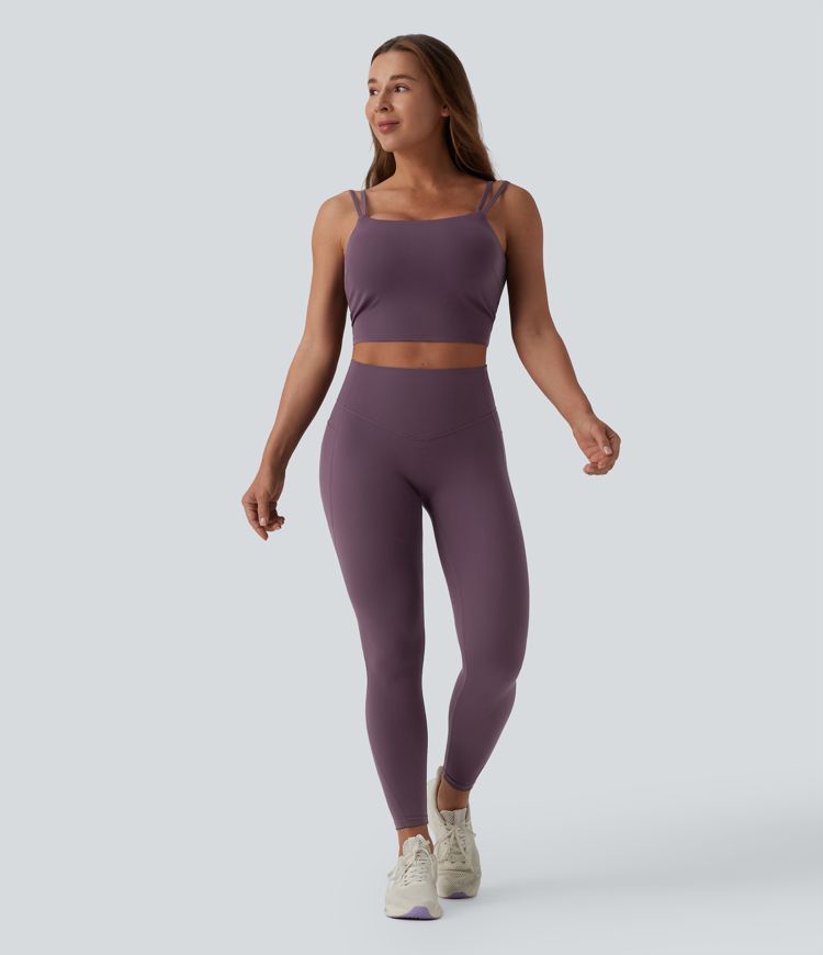 Halara UltraSculpt™ Double Straps Twisted Backless Cropped Built-in Bra Yoga Tank Top D-F Cups