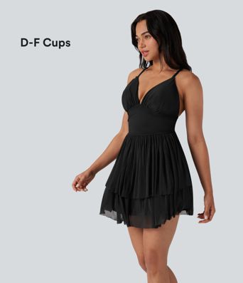 Mini vestido en capas de malla con cordones - copas D/DD/DDD/F