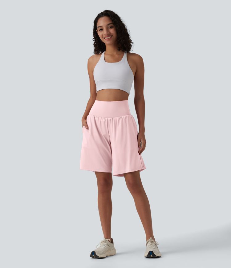 SoftlyZero™ Airy Super High Waisted 2-in-1 Cool Touch Yoga Shorts 9" with Pockets