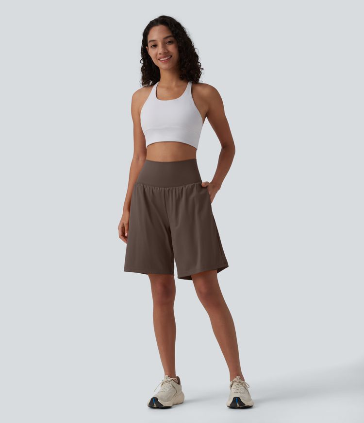 Short de yoga SoftlyZero™ 2 en 1, taille haute, effet fraîcheur, 23 cm avec poches