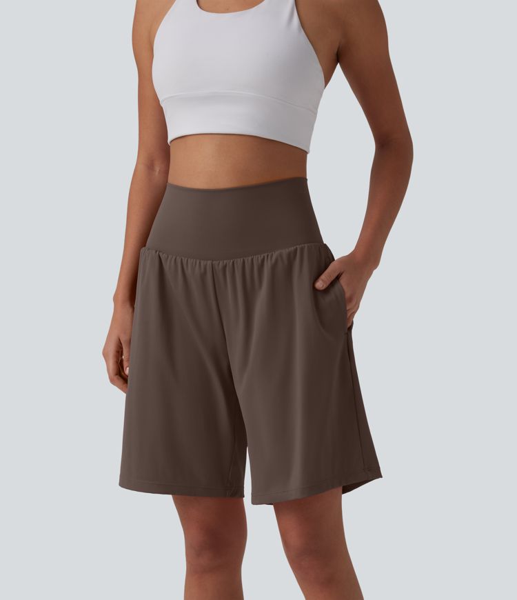 Short de yoga SoftlyZero™ 2 en 1, taille haute, effet fraîcheur, 23 cm avec poches