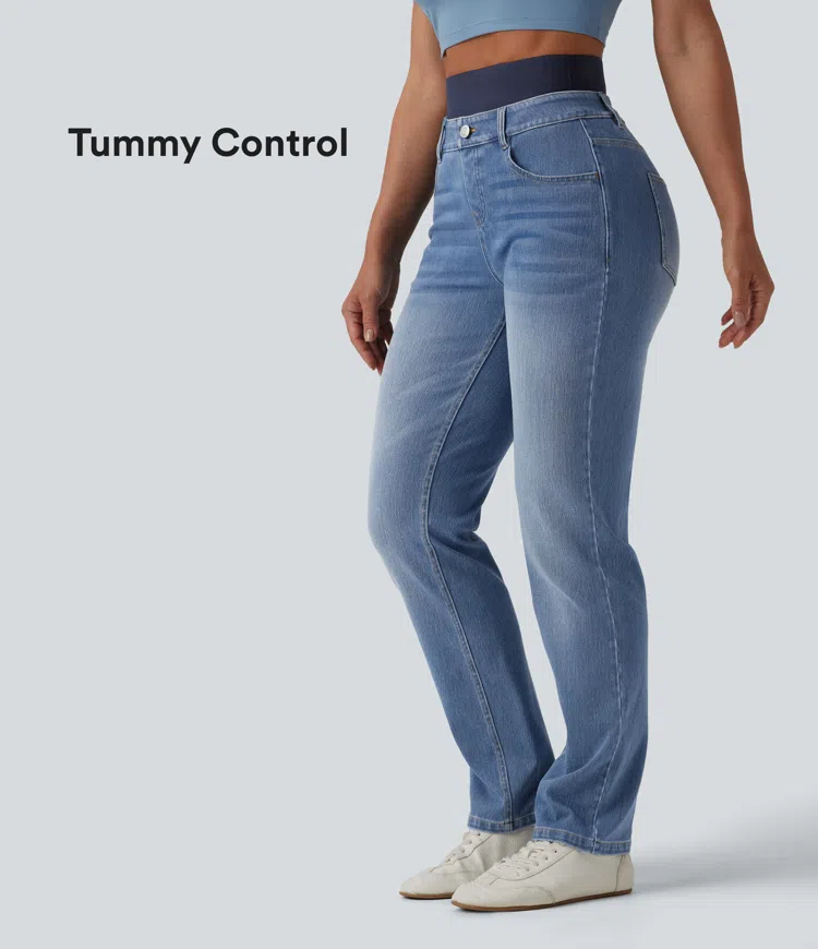  Blue Jasper Denim Halara Flex™ - Lässige Slim-Jeans mit hohem Doppelbund, mehreren Taschen und Bauchkontrolle / 1