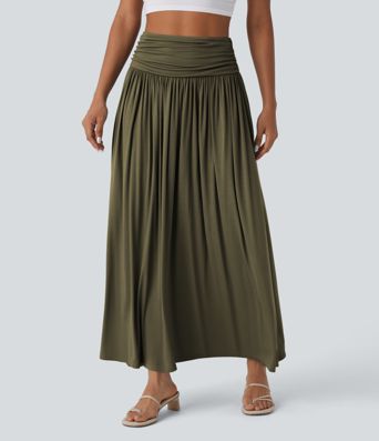 Jupe Longue décontractée Taille Haute Frontée et Ample