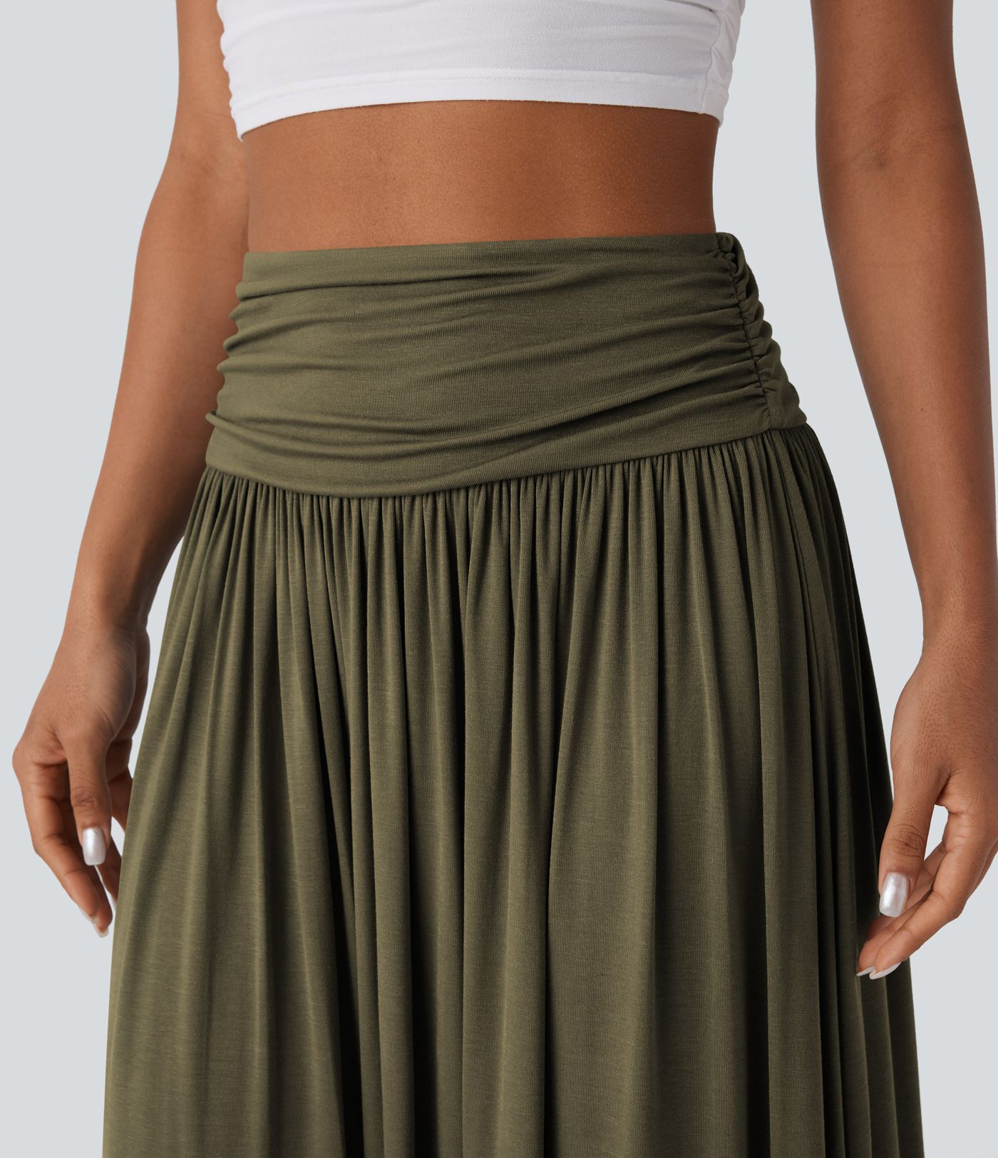 Jupe Longue décontractée Taille Haute Frontée et Ample