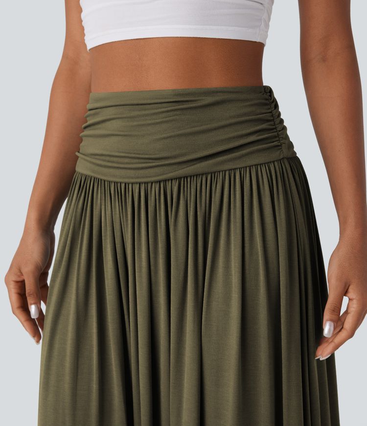 Jupe Longue décontractée Taille Haute Frontée et Ample