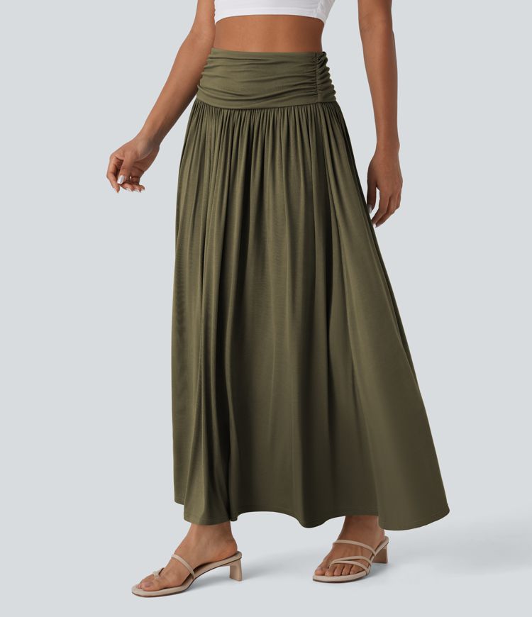 Jupe Longue décontractée Taille Haute Frontée et Ample