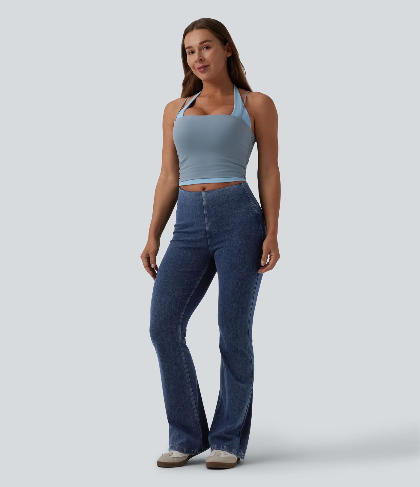 Halara Flex™ Mid Rise Tummy Control Flare Casual Jeans with Pockets