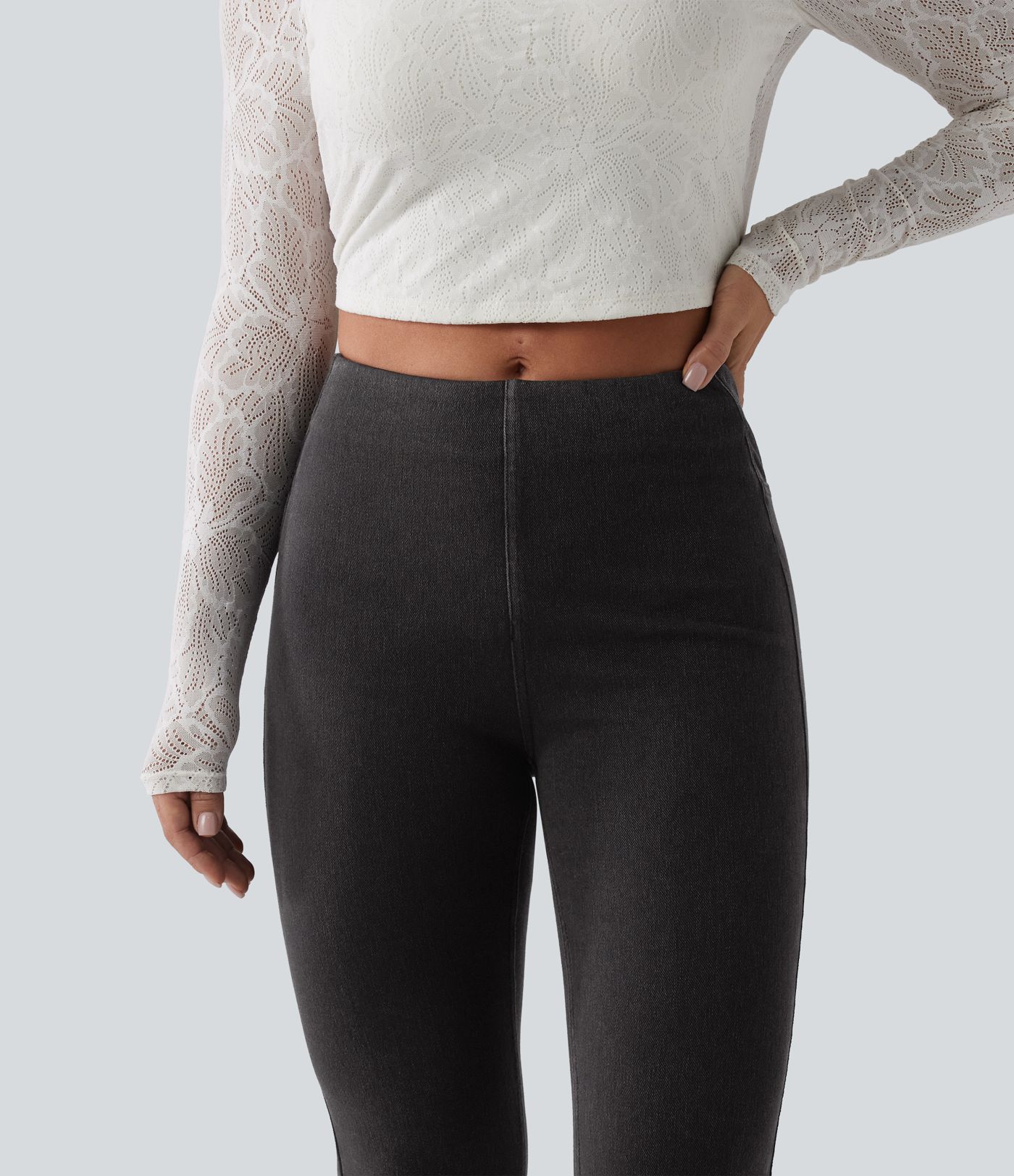 Halara Flex™ Mid Rise Tummy Control Flare Casual Jeans with Pockets