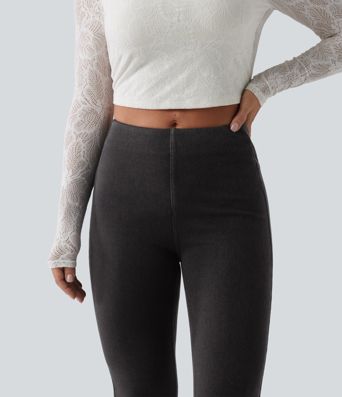 Halara Flex™ Mid Rise Tummy Control Flare Casual Jeans with Pockets