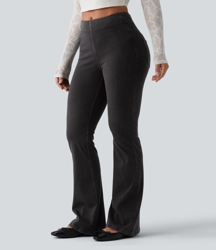 Halara Flex™ Mid Rise Tummy Control Flare Casual Jeans with Pockets