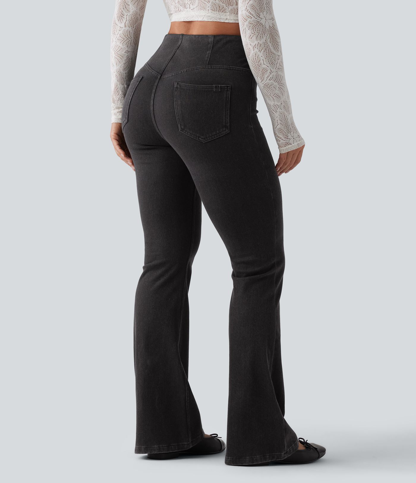 Halara Flex™ Mid Rise Tummy Control Flare Casual Jeans with Pockets