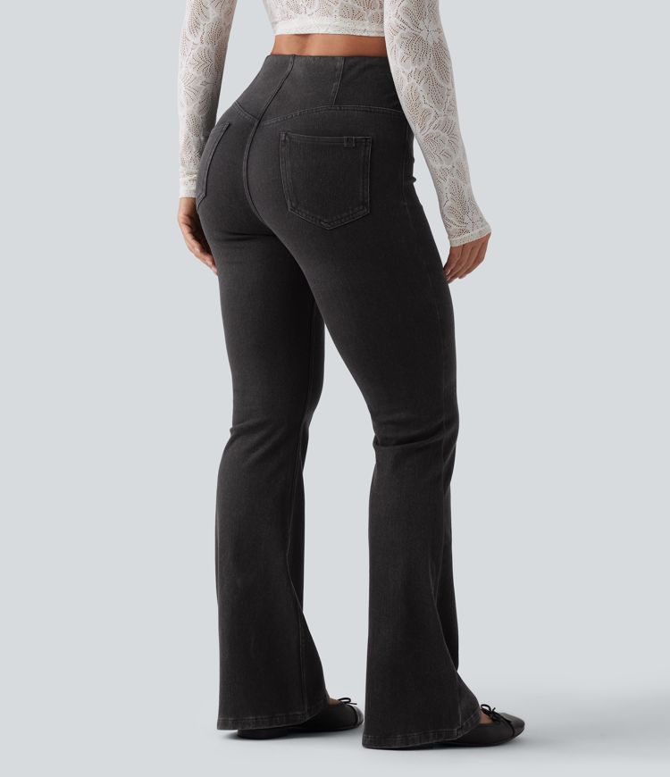 Halara Flex™ Mid Rise Tummy Control Flare Casual Jeans with Pockets