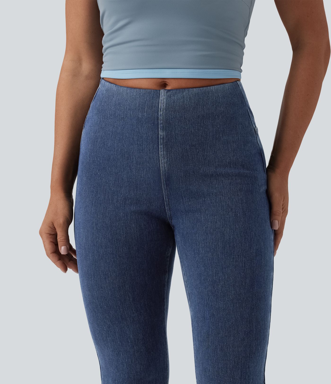 Halara Flex™ Mid Rise Tummy Control Flare Casual Jeans with Pockets