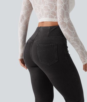 Halara Flex™ Mid Rise Tummy Control Flare Casual Jeans with Pockets