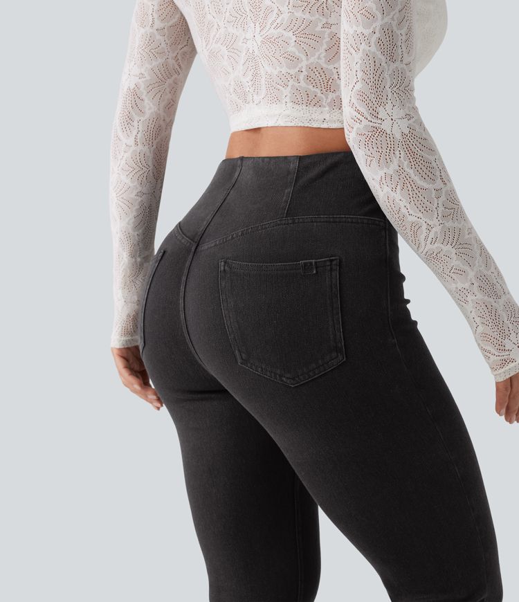 Halara Flex™ Mid Rise Tummy Control Flare Casual Jeans with Pockets