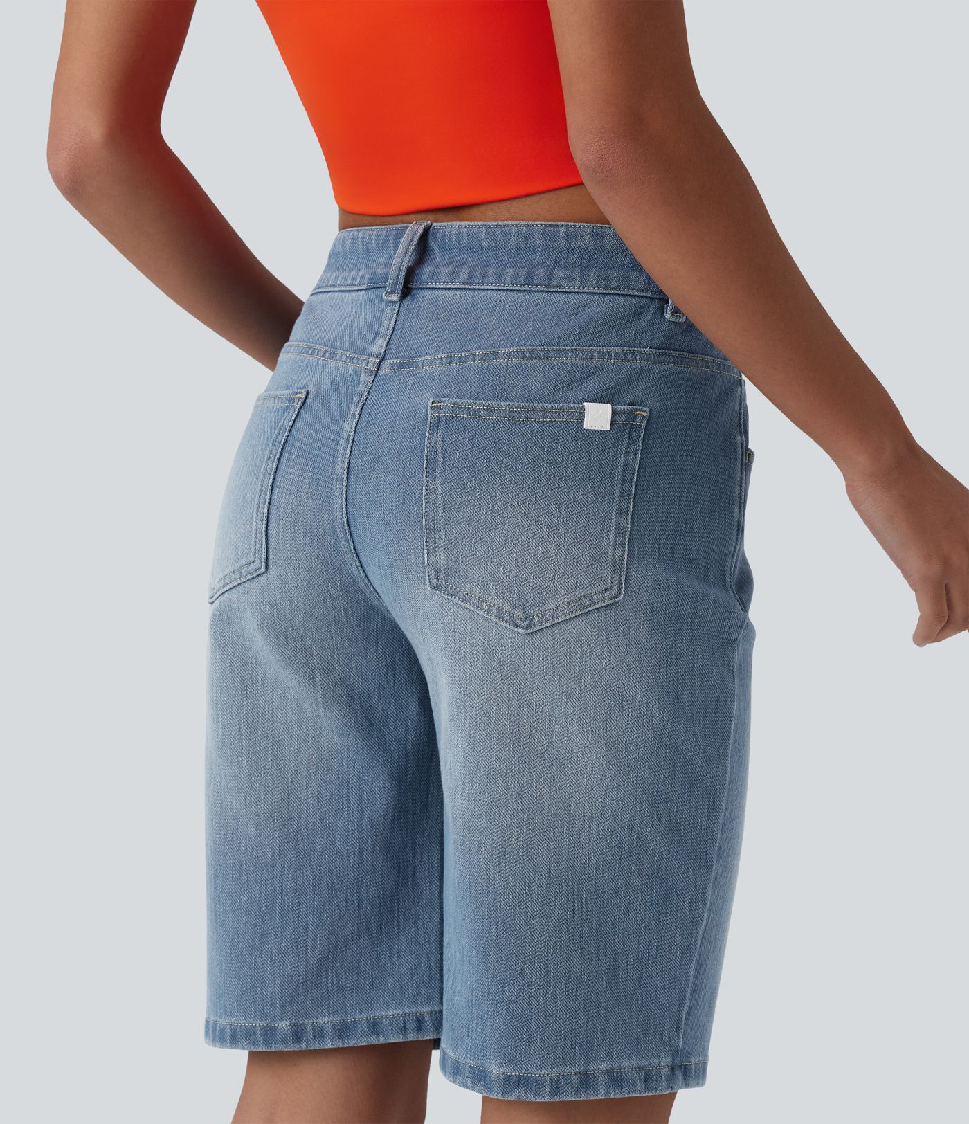 Halara Flex™ Asymmetric Low Rise Denim Casual Shorts with Pockets