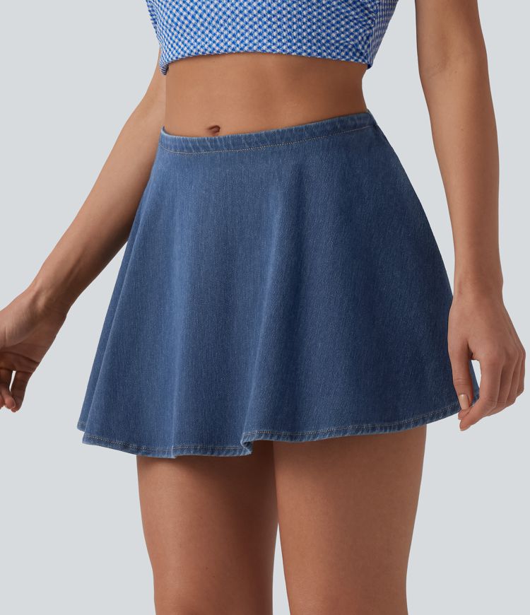 Halara Flex™ Mid Rise  A-ine Denim Casual Skort