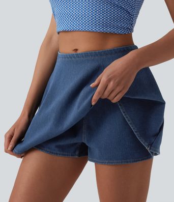 Halara Flex™ Mid Rise  A-ine Denim Casual Skort