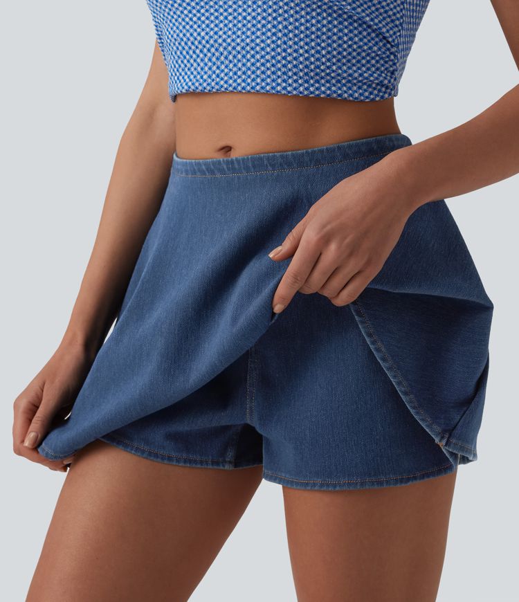 Halara Flex™ Mid Rise  A-ine Denim Casual Skort