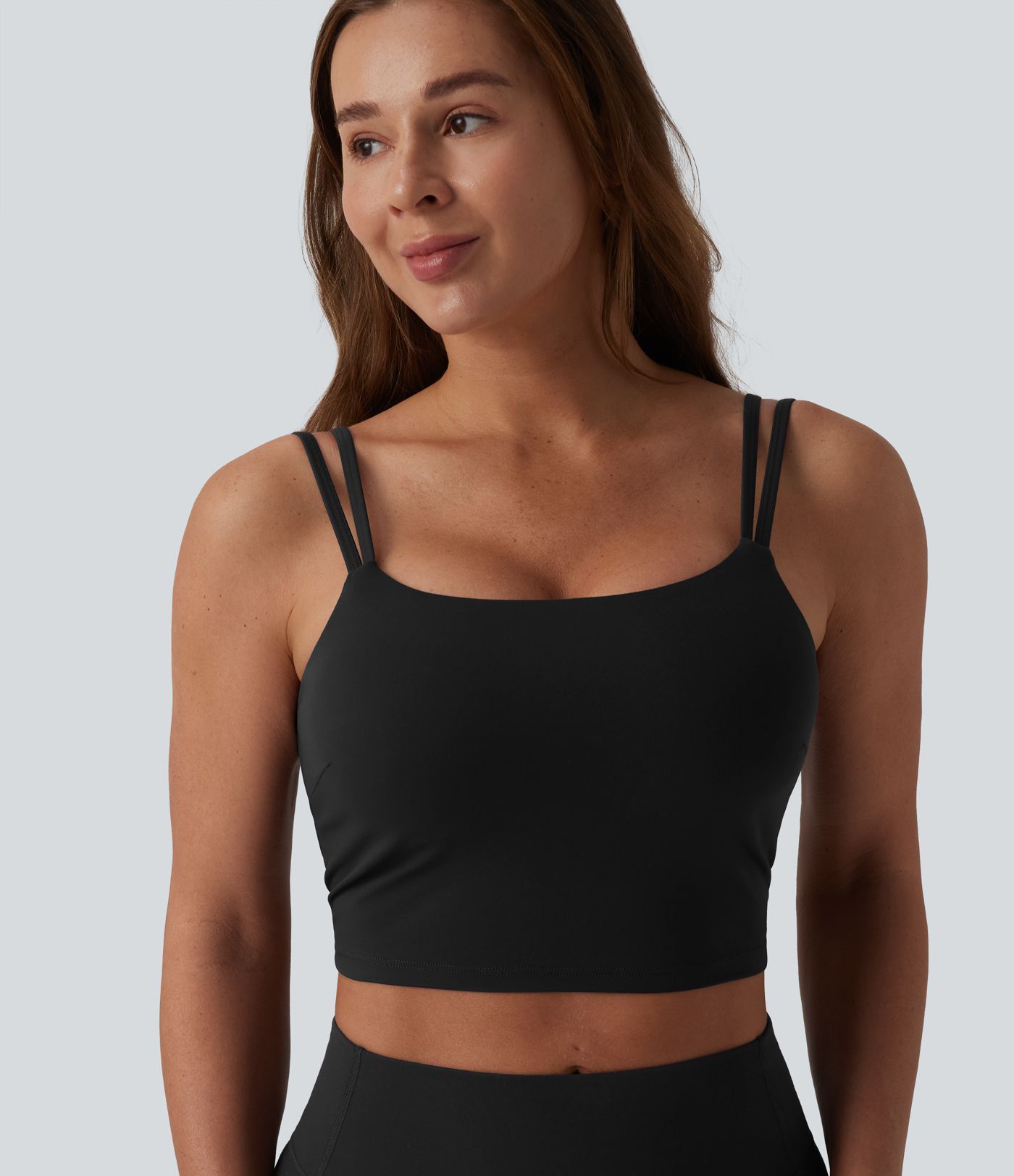 Halara UltraSculpt™ Double Straps Twisted Backless Cropped Built-in Bra Yoga Tank Top E-G Cups