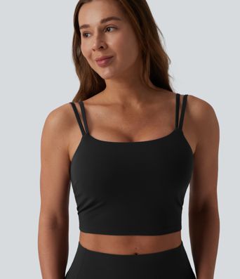 Halara UltraSculpt™ Double Straps Twisted Backless Cropped Built-in Bra Yoga Tank Top E-G Cups
