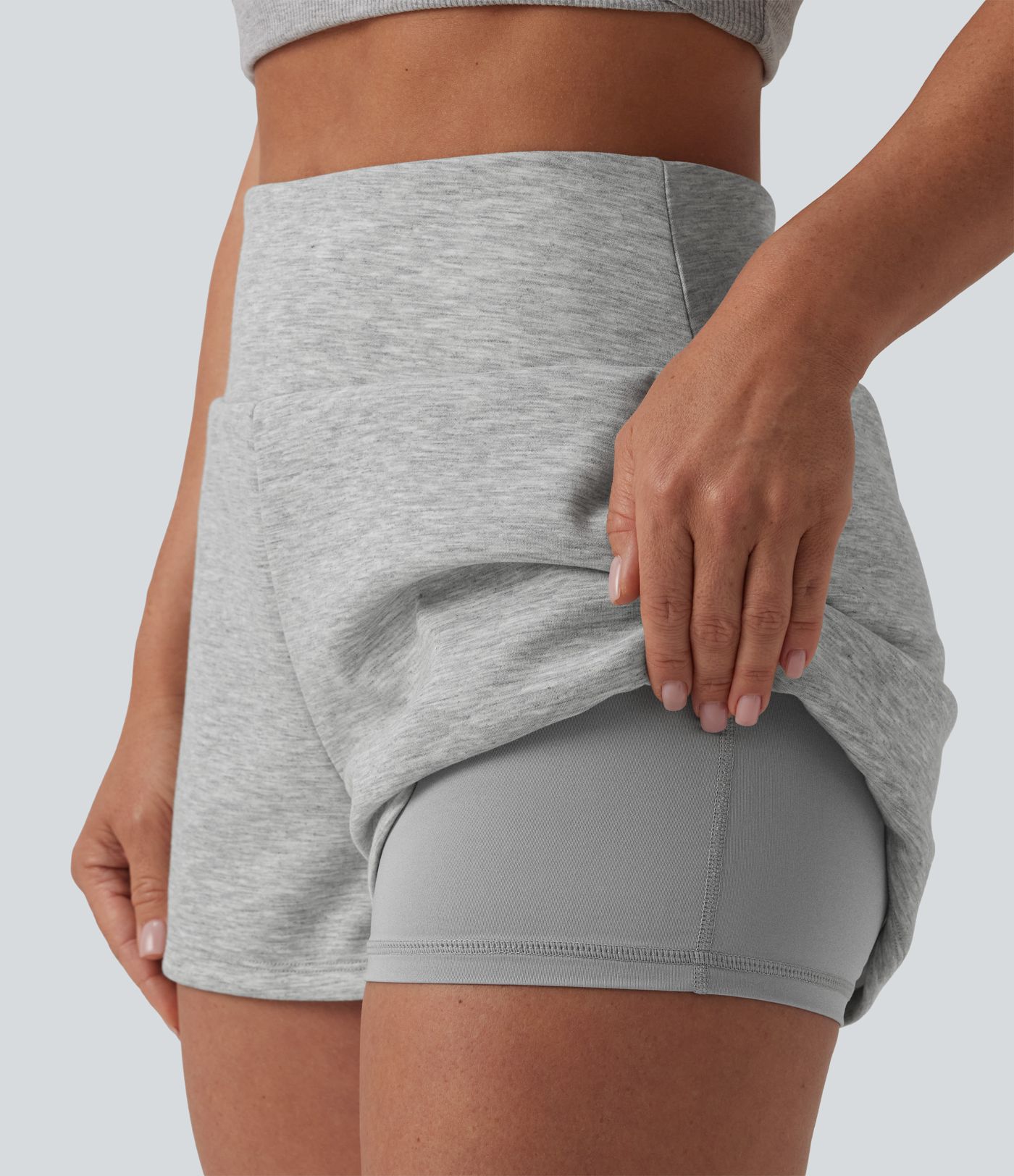 High Waisted Tummy Control 2-in-1 Casual Shorts 3'' with Pockets