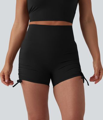 Halara UltraSculpt™ 3'' damskie szorty biker do jogi z wysokim stanem, marszczeniem, powiązaniem i kieszenią
