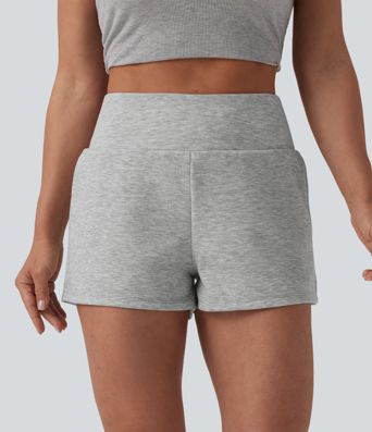2-in-1 casual shorts met hoge taille en buikcorrigerend effect, 3'' met zakken