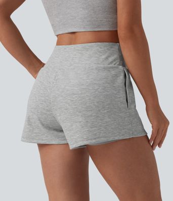 High Waisted Tummy Control 2-in-1 Casual Shorts 3'' with Pockets