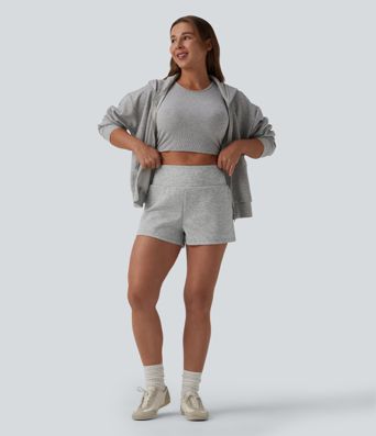 High Waisted Tummy Control 2-in-1 Casual Shorts 3'' with Pockets