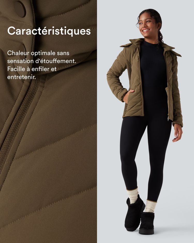 Doudoune froncée capuche amovible avec poches