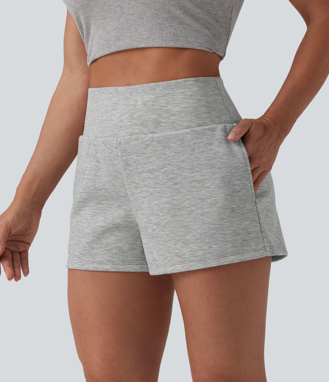 High Waisted Tummy Control 2-in-1 Casual Shorts 3'' with Pockets
