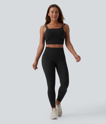 Halara UltraSculpt™ Double Straps Twisted Backless Cropped Built-in Bra Yoga Tank Top E-G Cups