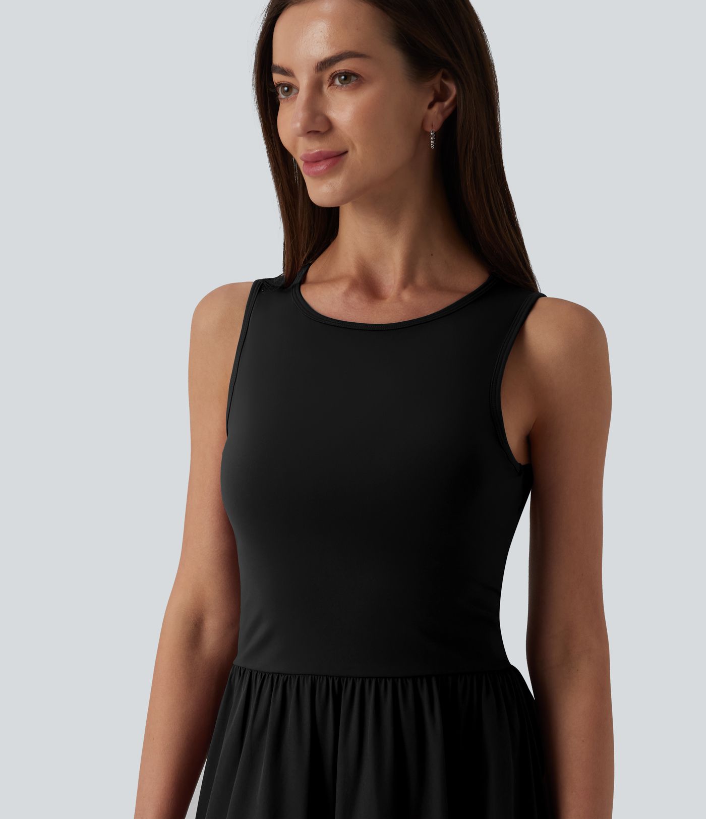 Round Neck Sleeveless Cut Out Midi Casual Dress