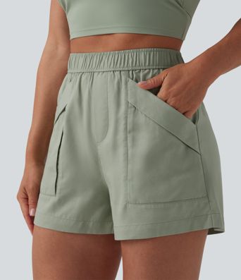 High Waisted Casual Linen Baggy Shorts with Pockets