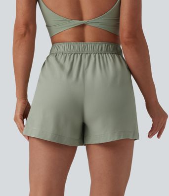 High Waisted Casual Linen Baggy Shorts with Pockets