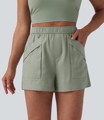 High Waisted Casual Linen Baggy Shorts with Pockets