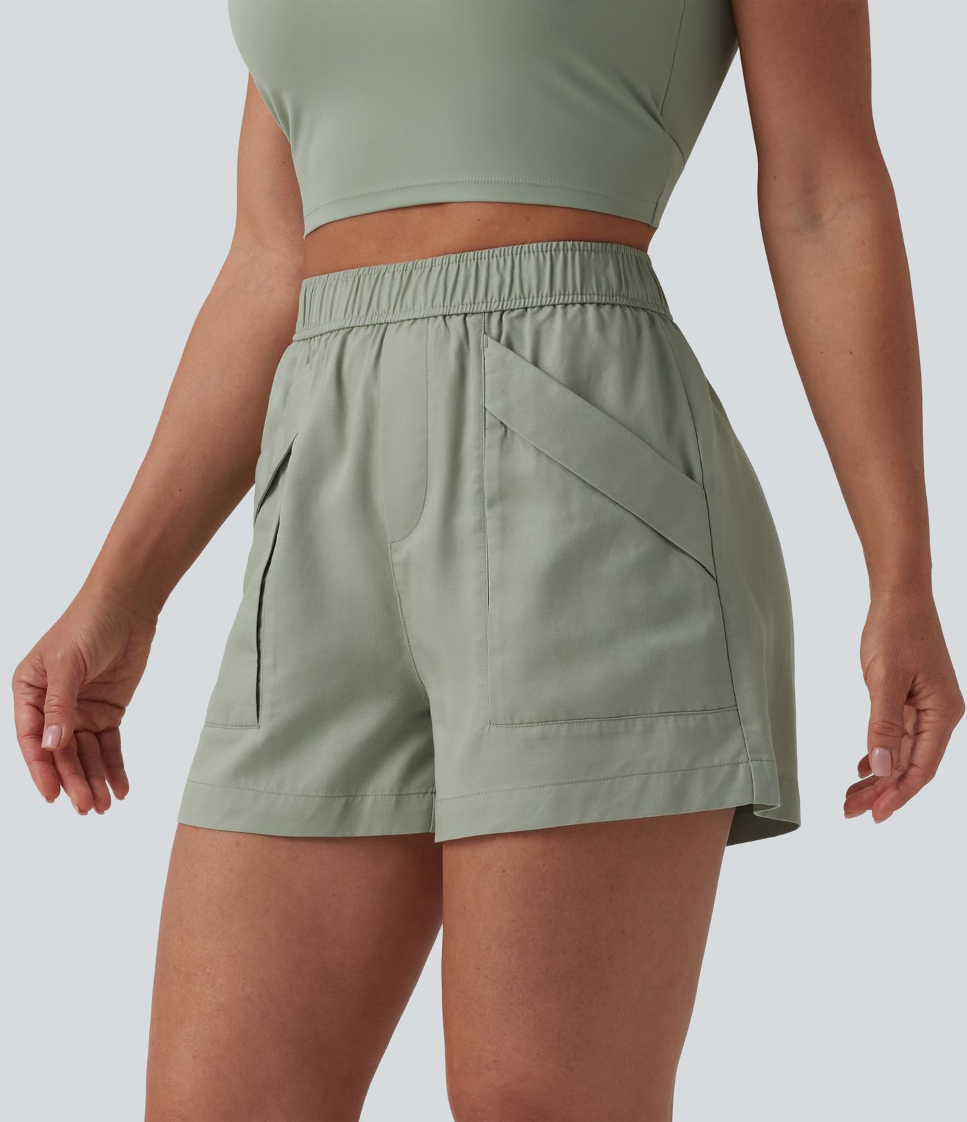 High Waisted Casual Linen Baggy Shorts with Pockets
