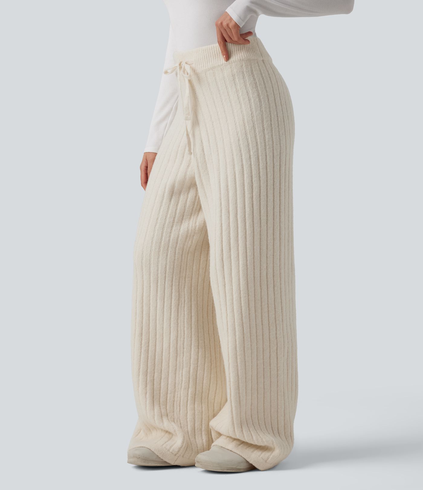 Mid Rise Drawstring Lounging Baggy Sweater Trousers