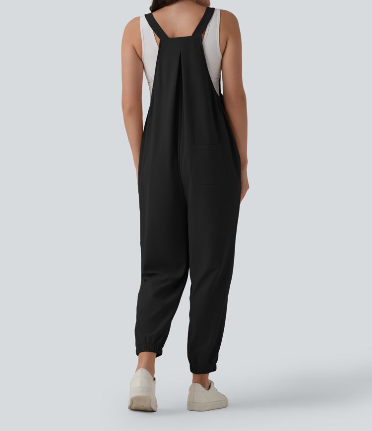 Waffle Casual Maternity Jogger Overalls with Pockets